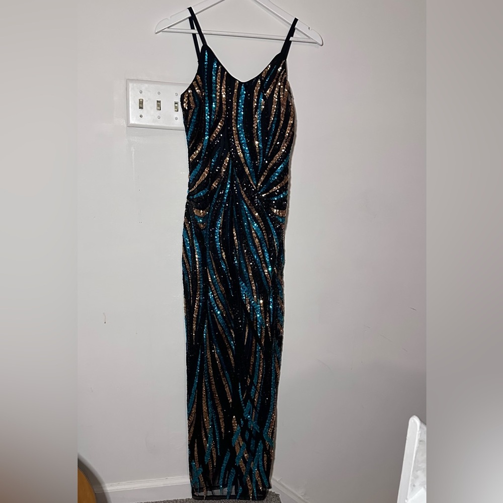 VENUS Black and Gold Sequin Dress